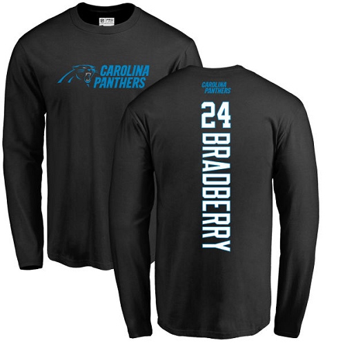Carolina Panthers Men Black James Bradberry Backer NFL Football #24 Long Sleeve T Shirt->carolina panthers->NFL Jersey